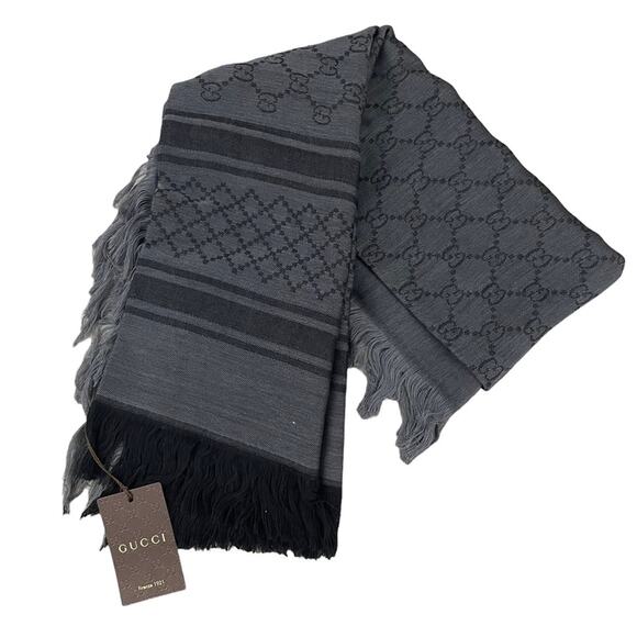 NEW Gucci GG Guccissima Monogram Surviee Scarf in Black - Picture 3 of 9